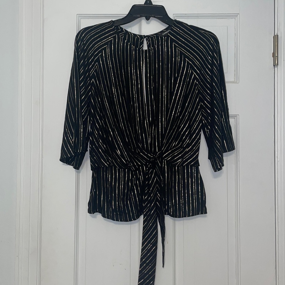 NWT Express Black and Gold Blouse Size Small